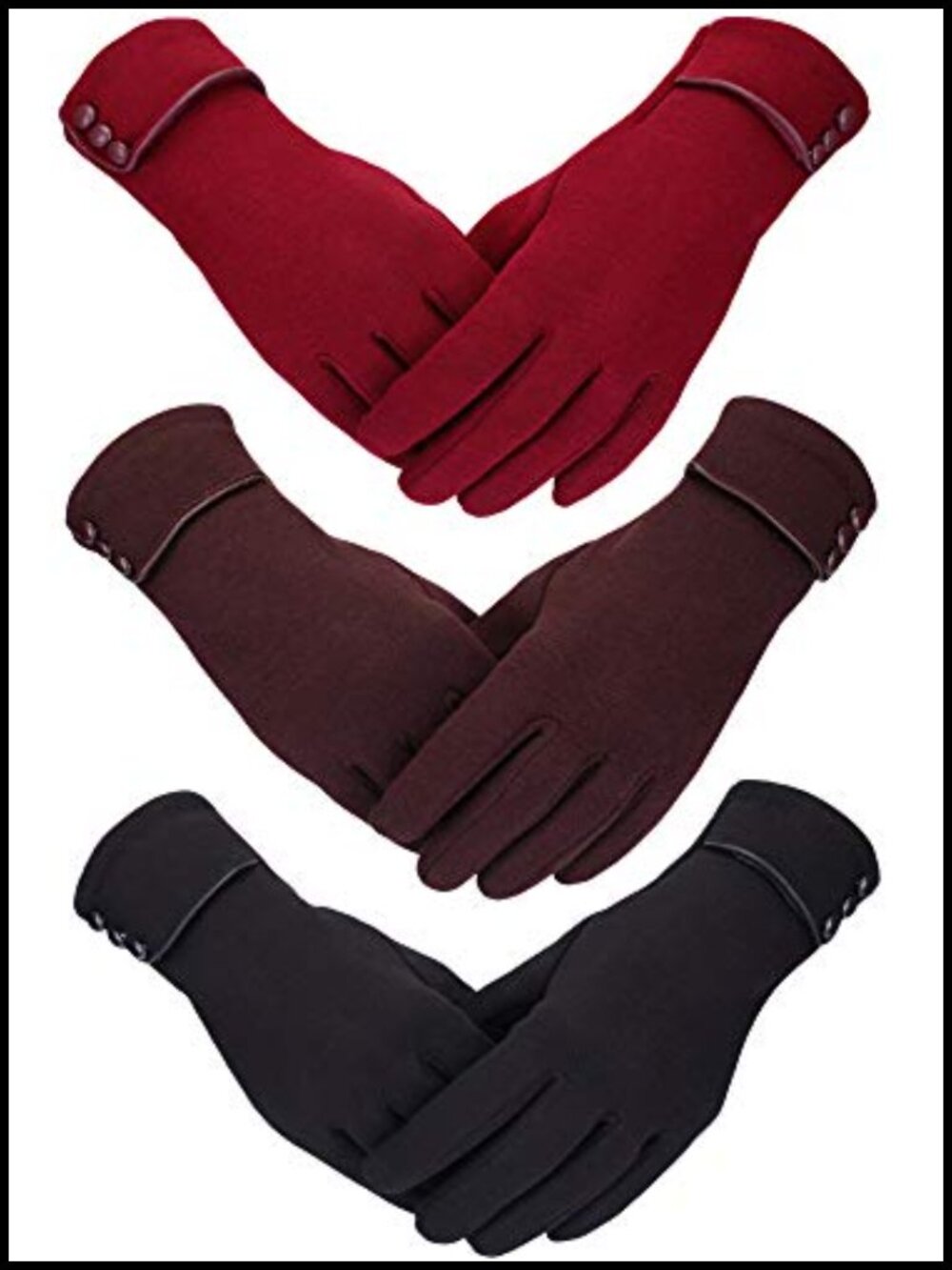 3 Pairs Women's Winter Gloves Touchscreen Texting Fleece Lined